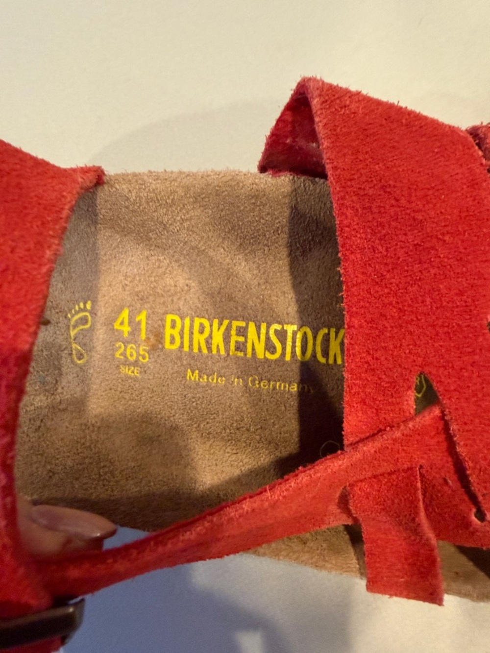 Birkenstock Red Suede Two-Strap Slide 41 leather EUC 10 10 1/2 - Picture 2 of 5